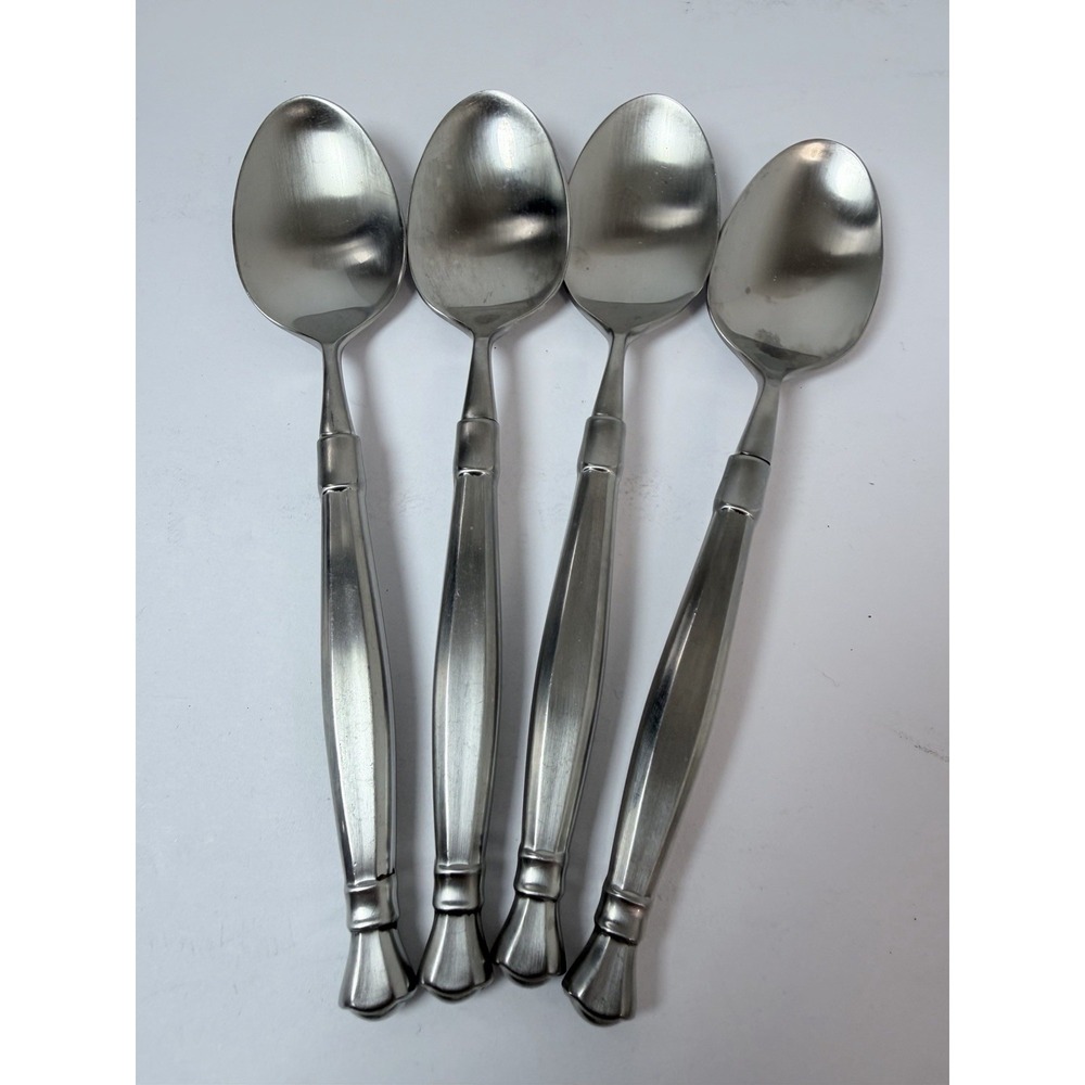 4 - Oneida ACT II / ACT 2 Satin Cube Mark Stainless Flatware 6 1/2" TEASPOONS